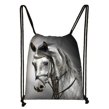 Elegent Animal Horse Print String Τσάντα Γυναικεία Ανδρική Τσάντα αποθήκευσης Μόδα Σακίδιο πλάτης Χαριτωμένο πόνυ για αγόρια τσάντα πλάτης Παιδική τσάντα δώρο