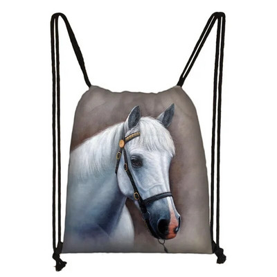 Eleganta dzīvnieku zirgu apdruka aukliņu soma sievietēm vīriešiem glabāšanas soma Modes mugursoma Jauki poniju zēni meitenes mugursoma bērniem grāmatu soma dāvana