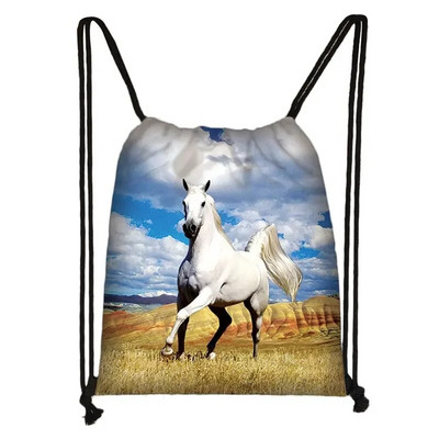 Eleganta dzīvnieku zirgu apdruka aukliņu soma sievietēm vīriešiem glabāšanas soma Modes mugursoma Jauki poniju zēni meitenes mugursoma bērniem grāmatu soma dāvana