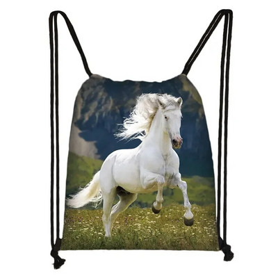 Eleganta dzīvnieku zirgu apdruka aukliņu soma sievietēm vīriešiem glabāšanas soma Modes mugursoma Jauki poniju zēni meitenes mugursoma bērniem grāmatu soma dāvana