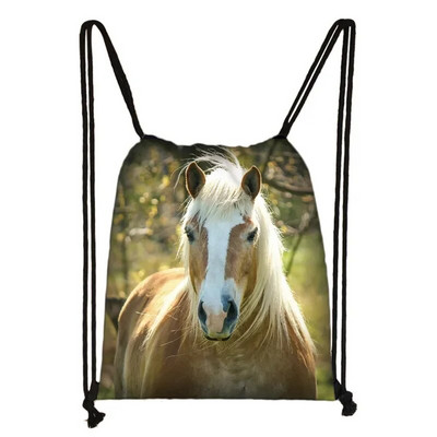 Eleganta dzīvnieku zirgu apdruka aukliņu soma sievietēm vīriešiem glabāšanas soma Modes mugursoma Jauki poniju zēni meitenes mugursoma bērniem grāmatu soma dāvana