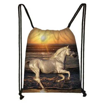 Eleganta dzīvnieku zirgu apdruka aukliņu soma sievietēm vīriešiem glabāšanas soma Modes mugursoma Jauki poniju zēni meitenes mugursoma bērniem grāmatu soma dāvana