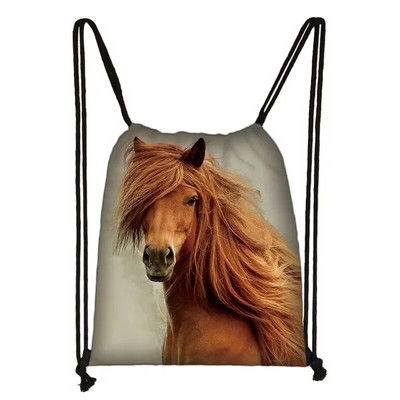 Eleganta dzīvnieku zirgu apdruka aukliņu soma sievietēm vīriešiem glabāšanas soma Modes mugursoma Jauki poniju zēni meitenes mugursoma bērniem grāmatu soma dāvana