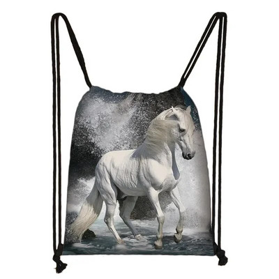 Eleganta dzīvnieku zirgu apdruka aukliņu soma sievietēm vīriešiem glabāšanas soma Modes mugursoma Jauki poniju zēni meitenes mugursoma bērniem grāmatu soma dāvana