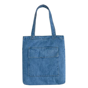 2023 Дамски чанти за рамо с голям капацитет Дива ежедневна ръчна чанта Улична платнена дънкова чанта за рамо Едноцветна пазарска чанта с цип