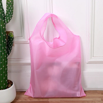 Плътна сгъваема еко пазарска чанта за многократна употреба Сгъваема торбичка за рециклиране Дамски чанти за съхранение Полиестер Дамски чанти за съхранение с голям капацитет