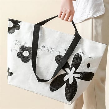 Сгъваема полипропиленова тъкана чанта за пазаруване Удобна еко чанта за многократна употреба Пазаруване в супермаркет Дамска чанта за съхранение на зеленчуци и хранителни стоки