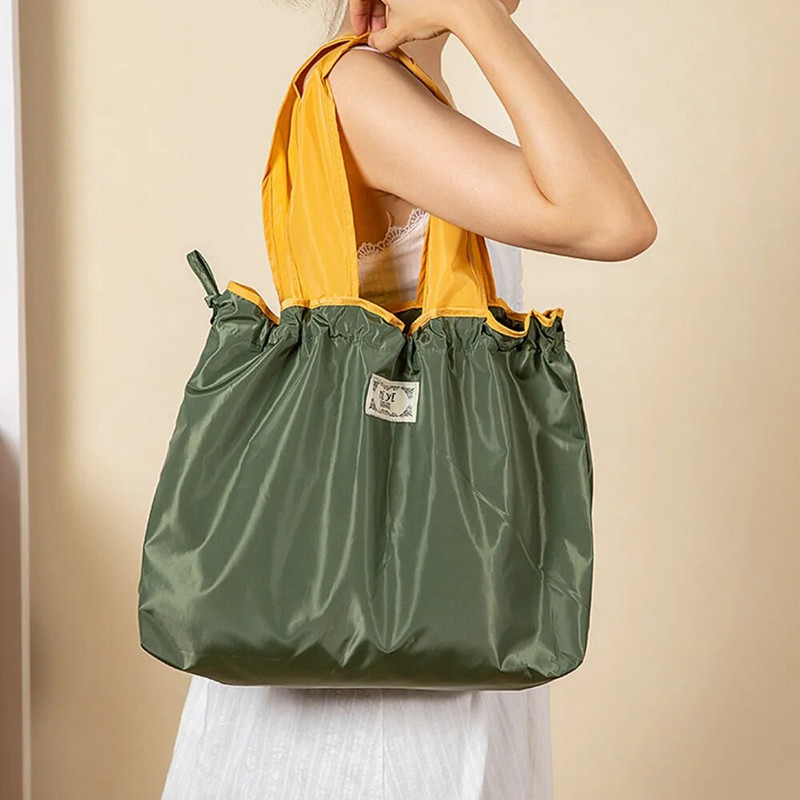 Επαναχρησιμοποιούμενες τσάντες αγορών Φιλικές προς το περιβάλλον Organizer παντοπωλείου Tote Shoulder Bag Κορδόνι περίσφιξης Μεγάλης χωρητικότητας Πτυσσόμενο Travel Beach Storage