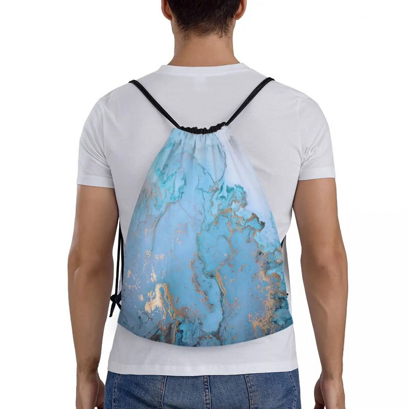 Μπλε μαρμάρινο σακίδιο πλάτης Γυναικείο Αθλητικό Σακίδιο Γυμναστηρίου Πτυσσόμενο Τσάντα προπόνησης