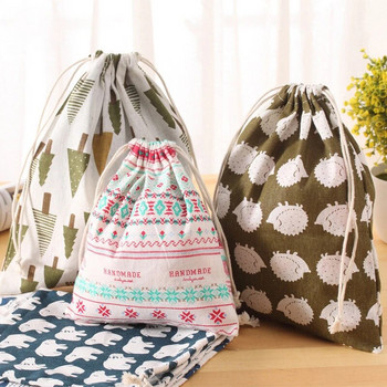 Дамска пазарска чанта за многократна употреба Унисекс сгъваеми чанти за хранителни стоки от памучен плат Чанта за съхранение с шнурове Чанта за съхранение Пътен пакет Подаръчна чанта за момичета