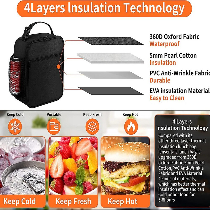 Vīriešu sieviešu izolēta pārnēsājama atkārtoti lietojama termiskā pusdienu kastes dzesētāja pusdienu soma skolas birojam Uzglabājiet ēdienu svaigu siltu vai aukstu