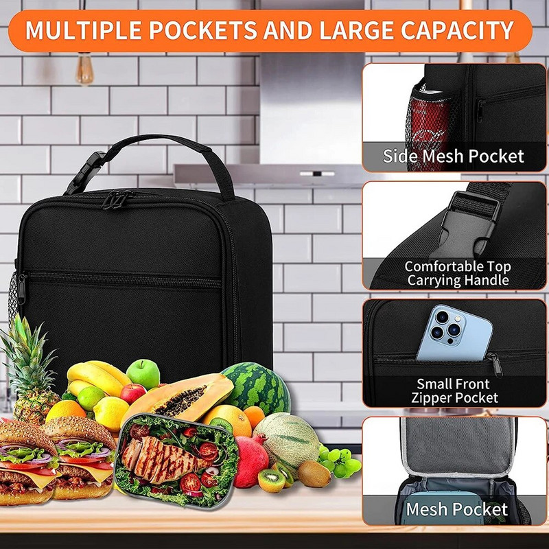 Vīriešu sieviešu izolēta pārnēsājama atkārtoti lietojama termiskā pusdienu kastes dzesētāja pusdienu soma skolas birojam Uzglabājiet ēdienu svaigu siltu vai aukstu