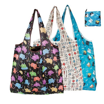 1 бр. Сгъваема пазарска чанта Многократна пътна чанта за хранителни стоки Екологична чанта за супермаркет със сладък животински печат