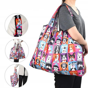 Πτυσσόμενη τσάντα αγορών 1 τεμ. Επαναχρησιμοποιήσιμη τσάντα ταξιδιού παντοπωλείου Φιλική προς το περιβάλλον Χαριτωμένη τσάντα σούπερ μάρκετ εκτύπωσης με ζώα