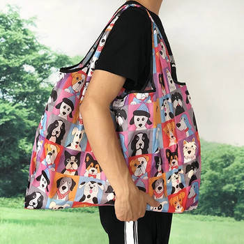 1 бр. Сгъваема пазарска чанта Многократна пътна чанта за хранителни стоки Екологична чанта за супермаркет със сладък животински печат