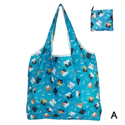 1kom sklopiva torba za kupnju Višekratna putna torba za kupovinu Ekološki prihvatljiva torba sa slatkim životinjskim printom u supermarketu