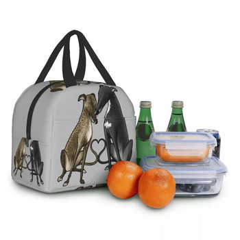 Персонализирана чанта за обяд Greyhound Whippet Sighthound Дамски топъл охладител Изолирани кутии за обяд за деца Деца в училище