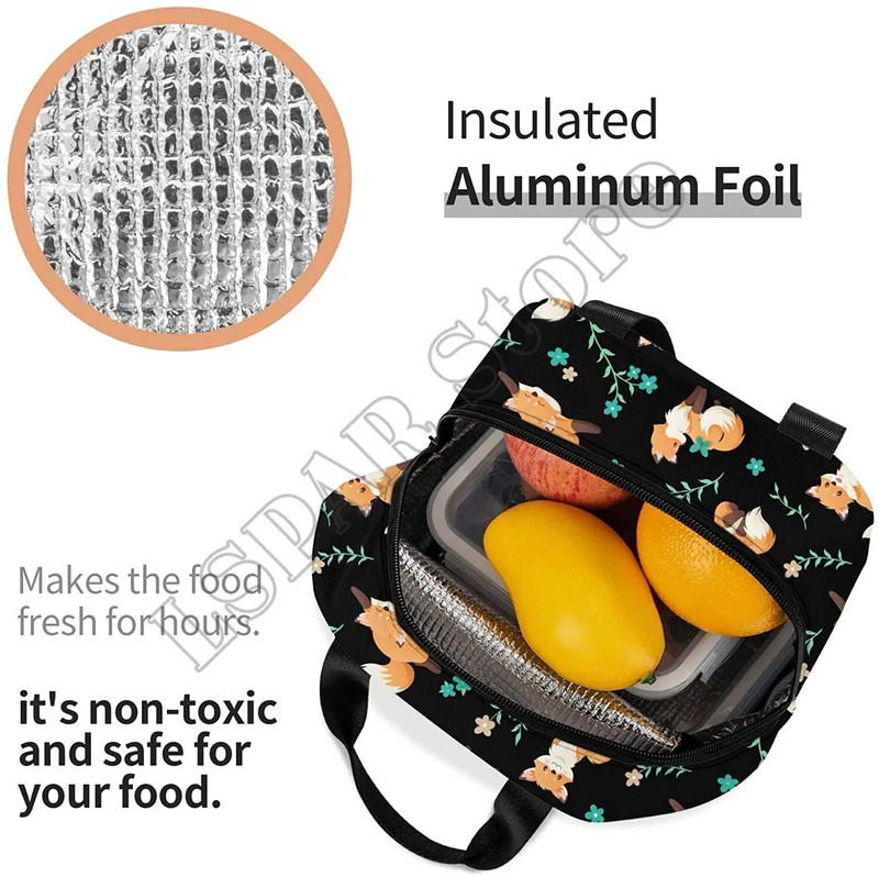 Fox torba za ručak za žene, muškarce, izolirana kutija za ručak, periva posuda za ručak, rashladna torba, višekratna kutija za ručak, kutija za uredski rad