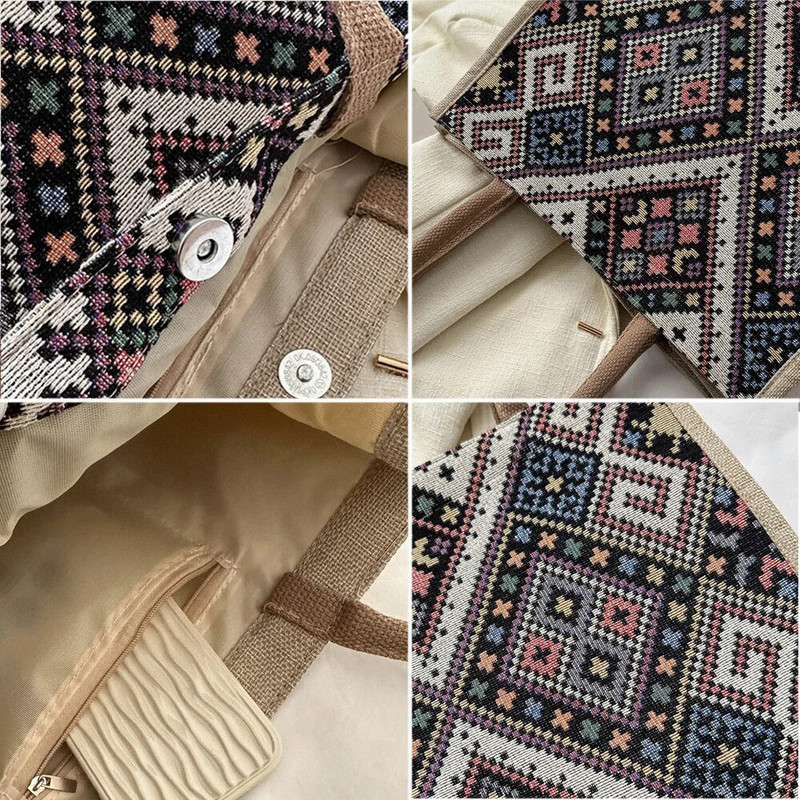 Drobiniai krepšiai moterims pečių krepšys Retro atsitiktinis nešiojamas rankinės Etninio stiliaus didelės talpos rankinės Japoniško stiliaus studentų krepšys