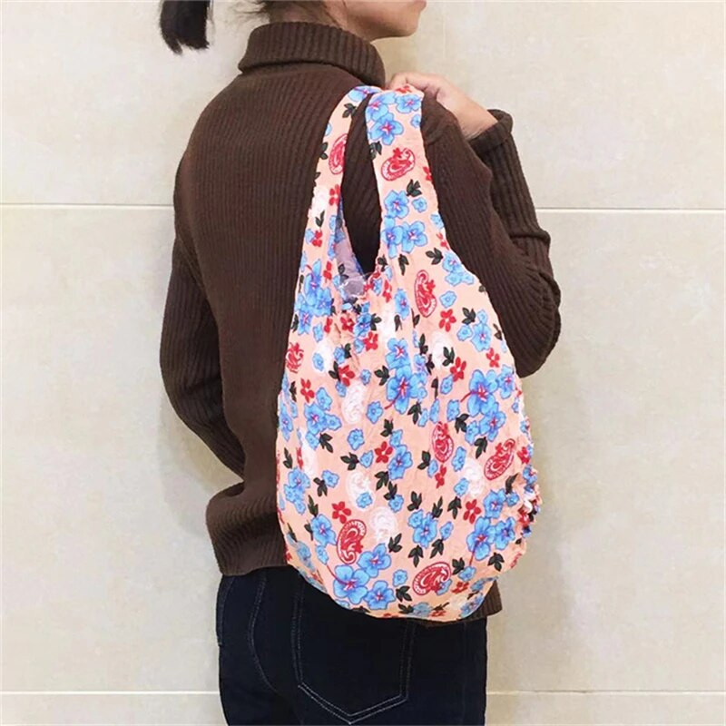 Plisēts maisiņš Atkārtoti lietojami glabāšanas iepirkumu maisiņi Videi draudzīgi salokāmi liela ietilpība rokas modes burvju stiepšanās soma