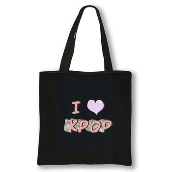 KPOP Корейска чанта за рамо с принт K-Pop Ramen Boba K-Drama Totes Bags Дамска чанта за многократна употреба Harajuku Многократни чанти за пазаруване