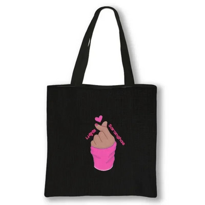 KPOP Korea Print plecu soma K-Pop Ramen Boba K-Drama Totes Somas atkārtoti lietojamas rokassomas Harajuku atkārtoti lietojamas pircēju somas