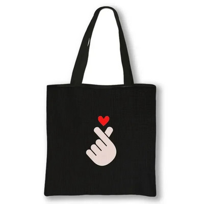 KPOP Korea Print plecu soma K-Pop Ramen Boba K-Drama Totes Somas atkārtoti lietojamas rokassomas Harajuku atkārtoti lietojamas pircēju somas