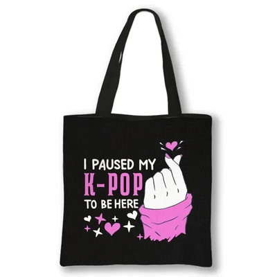 KPOP Korea Print plecu soma K-Pop Ramen Boba K-Drama Totes Somas atkārtoti lietojamas rokassomas Harajuku atkārtoti lietojamas pircēju somas