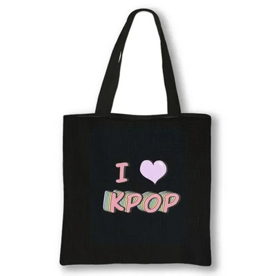 KPOP Korea Print plecu soma K-Pop Ramen Boba K-Drama Totes Somas atkārtoti lietojamas rokassomas Harajuku atkārtoti lietojamas pircēju somas