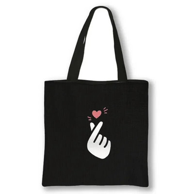 KPOP Korea Print plecu soma K-Pop Ramen Boba K-Drama Totes Somas atkārtoti lietojamas rokassomas Harajuku atkārtoti lietojamas pircēju somas