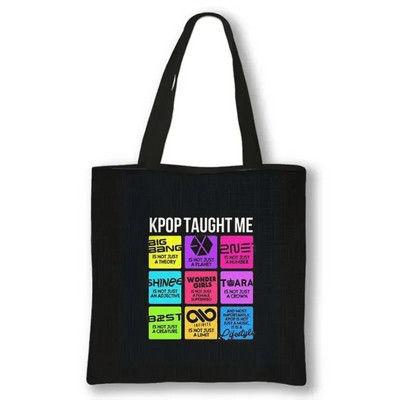 KPOP Korea Print plecu soma K-Pop Ramen Boba K-Drama Totes Somas atkārtoti lietojamas rokassomas Harajuku atkārtoti lietojamas pircēju somas