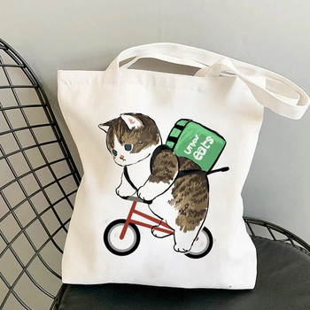 Модна пазарска чанта Kawaii Cats Сладки животински чанти Пазарска чанта Платнени чанти Tote Bag Ръчни чанти Ежедневни момичешки чанти през рамо за момичета