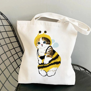 Модна пазарска чанта Kawaii Cats Сладки животински чанти Пазарска чанта Платнени чанти Tote Bag Ръчни чанти Ежедневни момичешки чанти през рамо за момичета