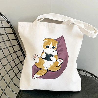 Modes pircēju soma Kawaii Cats Jauki dzīvnieku somas Iepirkumu soma Audekla somas Tote Bag Rokassomas Ikdienas meiteņu plecu somas meitenēm