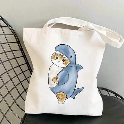Modes pircēju soma Kawaii Cats Jauki dzīvnieku somas Iepirkumu soma Audekla somas Tote Bag Rokassomas Ikdienas meiteņu plecu somas meitenēm