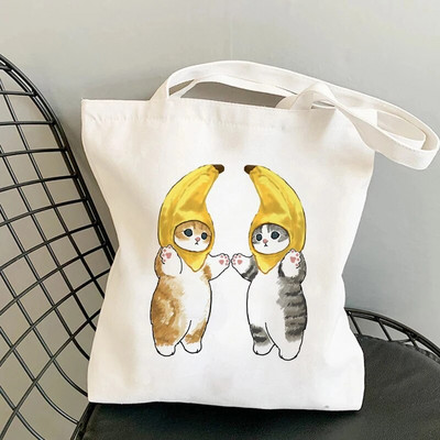 Modes pircēju soma Kawaii Cats Jauki dzīvnieku somas Iepirkumu soma Audekla somas Tote Bag Rokassomas Ikdienas meiteņu plecu somas meitenēm