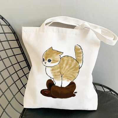 Modes pircēju soma Kawaii Cats Jauki dzīvnieku somas Iepirkumu soma Audekla somas Tote Bag Rokassomas Ikdienas meiteņu plecu somas meitenēm