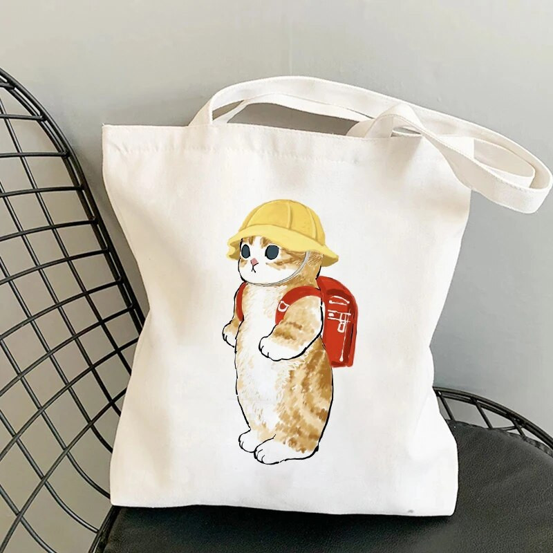 Modes pircēju soma Kawaii Cats Jauki dzīvnieku somas Iepirkumu soma Audekla somas Tote Bag Rokassomas Ikdienas meiteņu plecu somas meitenēm