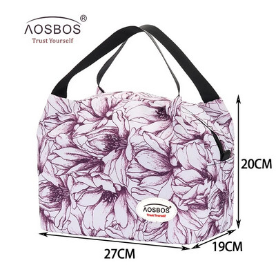 Aosbos Fashion pārnēsājama izolēta audekla pusdienu soma 2020. gada termiskā ēdiena piknika pusdienu soma sievietēm, bērniem, vīriešiem