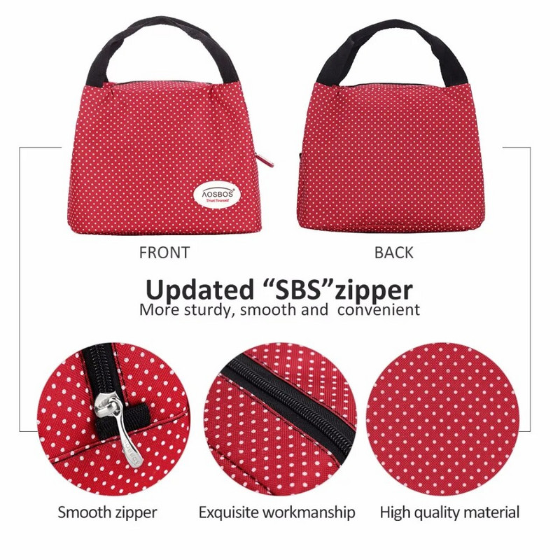 Aosbos Fashion pārnēsājama izolēta audekla pusdienu soma 2020. gada termiskā ēdiena piknika pusdienu soma sievietēm, bērniem, vīriešiem