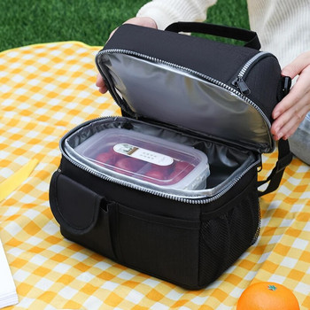 Нови двуслойни чанти за обяд Големи охладителни чанти за пикник от плат Оксфорд с презрамка Училищни изолационни чанти за офис