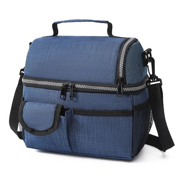 Нови двуслойни чанти за обяд Големи охладителни чанти за пикник от плат Оксфорд с презрамка Училищни изолационни чанти за офис