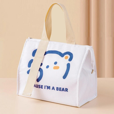 Unisex karikatūra Cute Tote pārtikas soma Pārnēsājama ūdensizturīga Oksfordas svaiga bieza pusdienu soma ar rāvējslēdzēju, termiska Oksfordas studentu pusdienu kaste