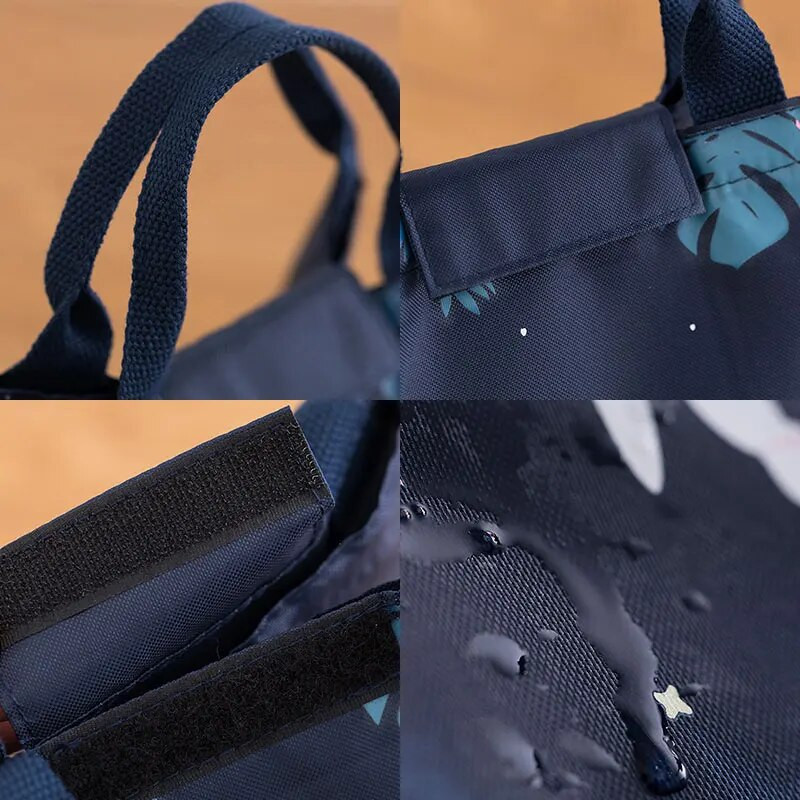 Unisex karikatūra Cute Tote pārtikas soma Pārnēsājama ūdensizturīga Oksfordas svaiga bieza pusdienu soma ar rāvējslēdzēju, termiska Oksfordas studentu pusdienu kaste