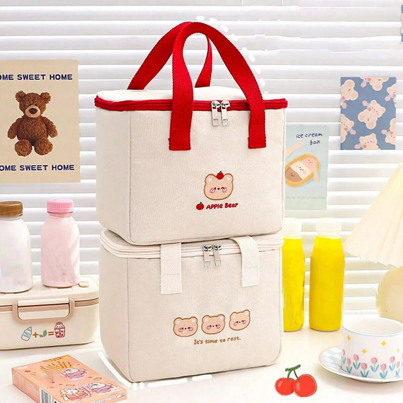 1 PC — vienkārša, rokā turama izolēta soma Studentu līdzi ēdināšanas kastes soma Biroja ēdienreižu soma, sabiezināta rokassomiņa