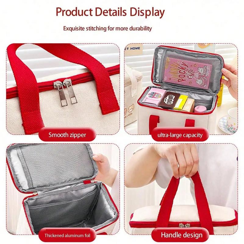 1 PC — vienkārša, rokā turama izolēta soma Studentu līdzi ēdināšanas kastes soma Biroja ēdienreižu soma, sabiezināta rokassomiņa