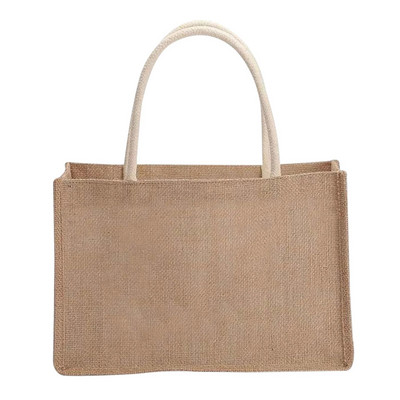 Burlap Tote Somas Džutas iepirkšanās rokassomu amatniecībai Dāvanu glabāšanai Pārtikas soma Sieviešu pircēju Eco Bag Ceļojumu Pludmales auduma soma Sajūgs