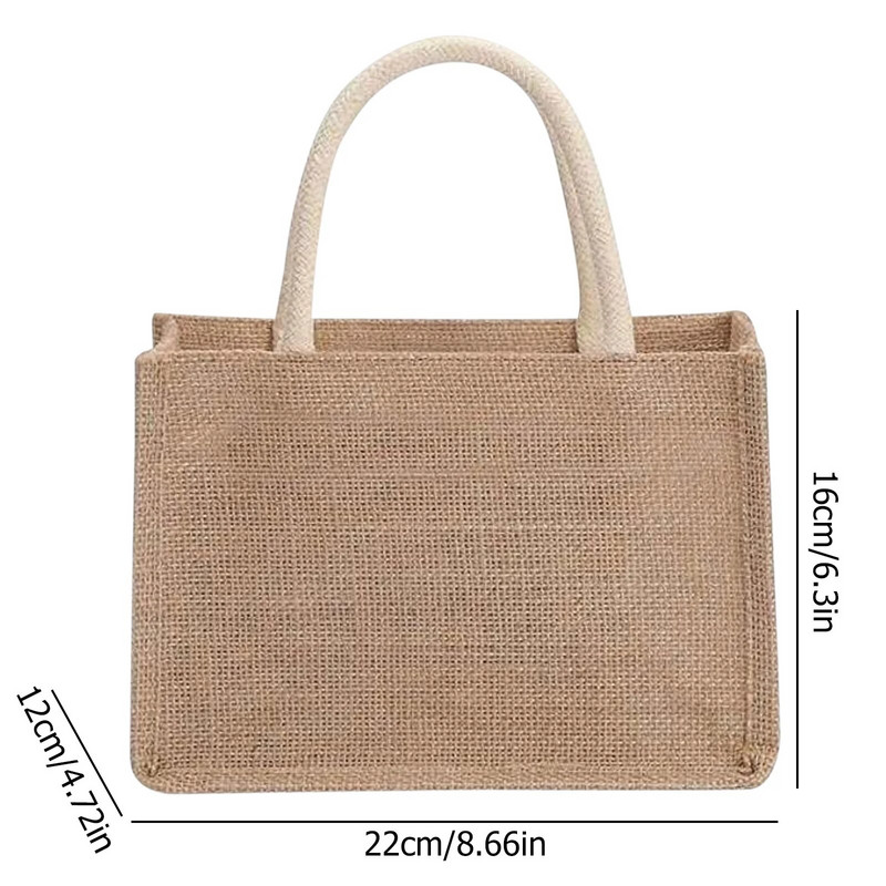 Burlap Tote Somas Džutas iepirkšanās rokassomu amatniecībai Dāvanu glabāšanai Pārtikas soma Sieviešu pircēju Eco Bag Ceļojumu Pludmales auduma soma Sajūgs