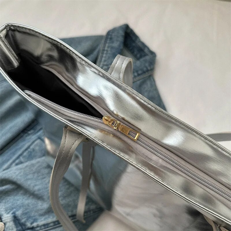 2024. g. Jaunas sieviešu plecu somas Spilgtas Pu ādas rokassomas Augstas kvalitātes ikdienas somas padusēs Vienkrāsu iepirkumu somas