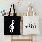 Sieviešu rokassomas Music Note Heartbeat Canvas Bag Smieklīga rokassomiņa pusaudžiem Modes somas dizaina zīmola sānu soma sievietēm